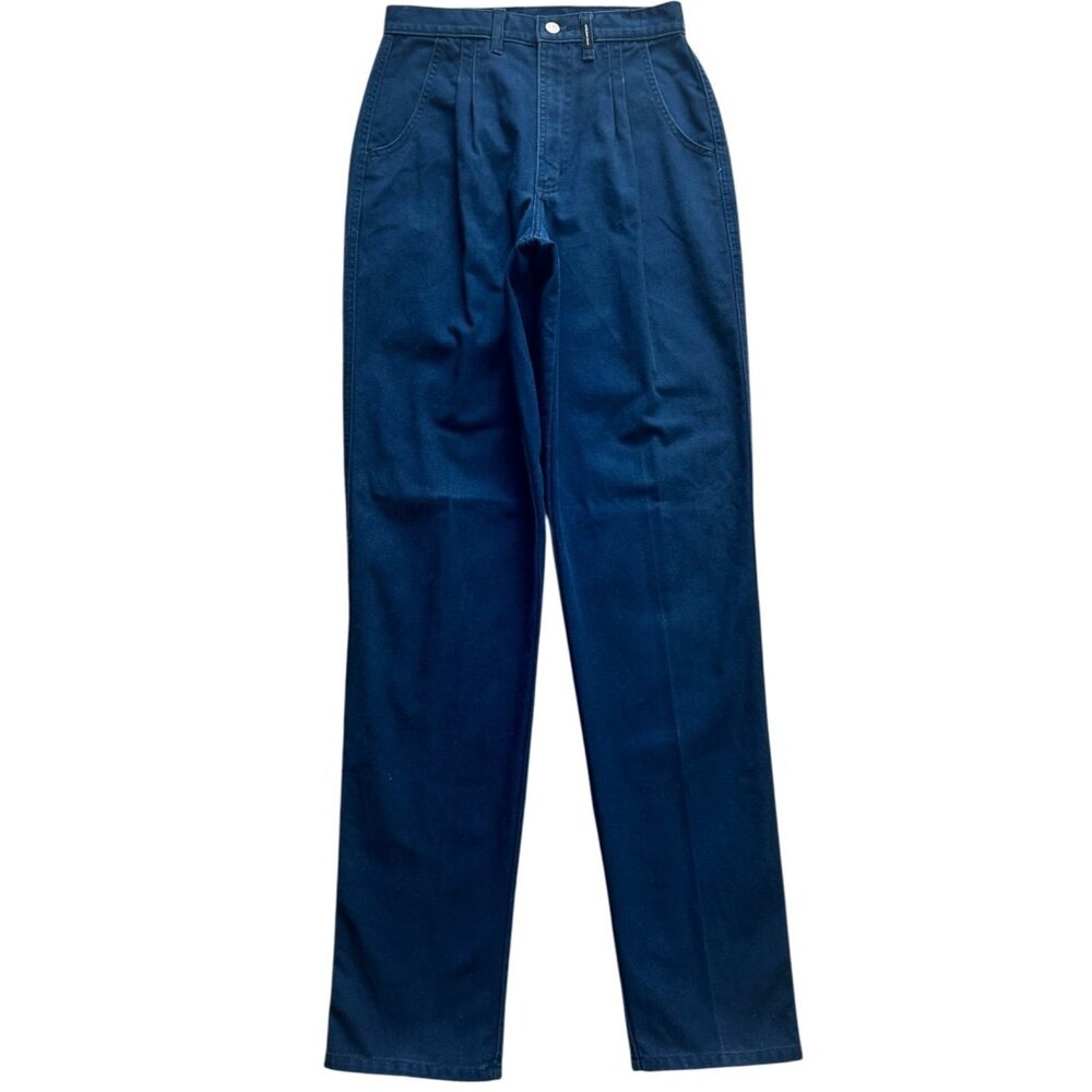 Vintage Rockies Jeanswear Womens 7/8 Blue High Rise Pleated Western Jeans Cotton